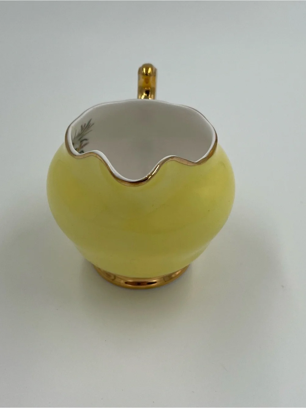 Vintage Yellow Milk Creamer Pitcher Daffodils Fine Bone China By Argyle England